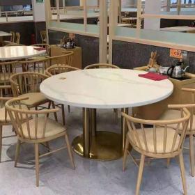 西安未央區某綜合體美食城大理石餐桌實木餐椅交貨完工